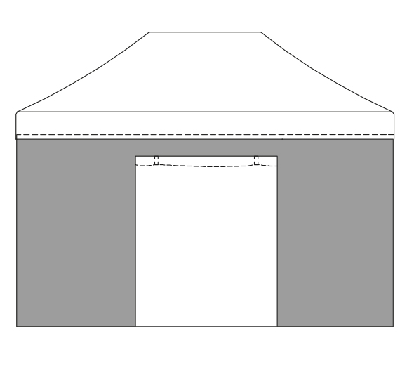 Paroi de cot 4.5m - Mur latral Porte pour tente pliante / 520gr PVC F/R M2 / BLANC