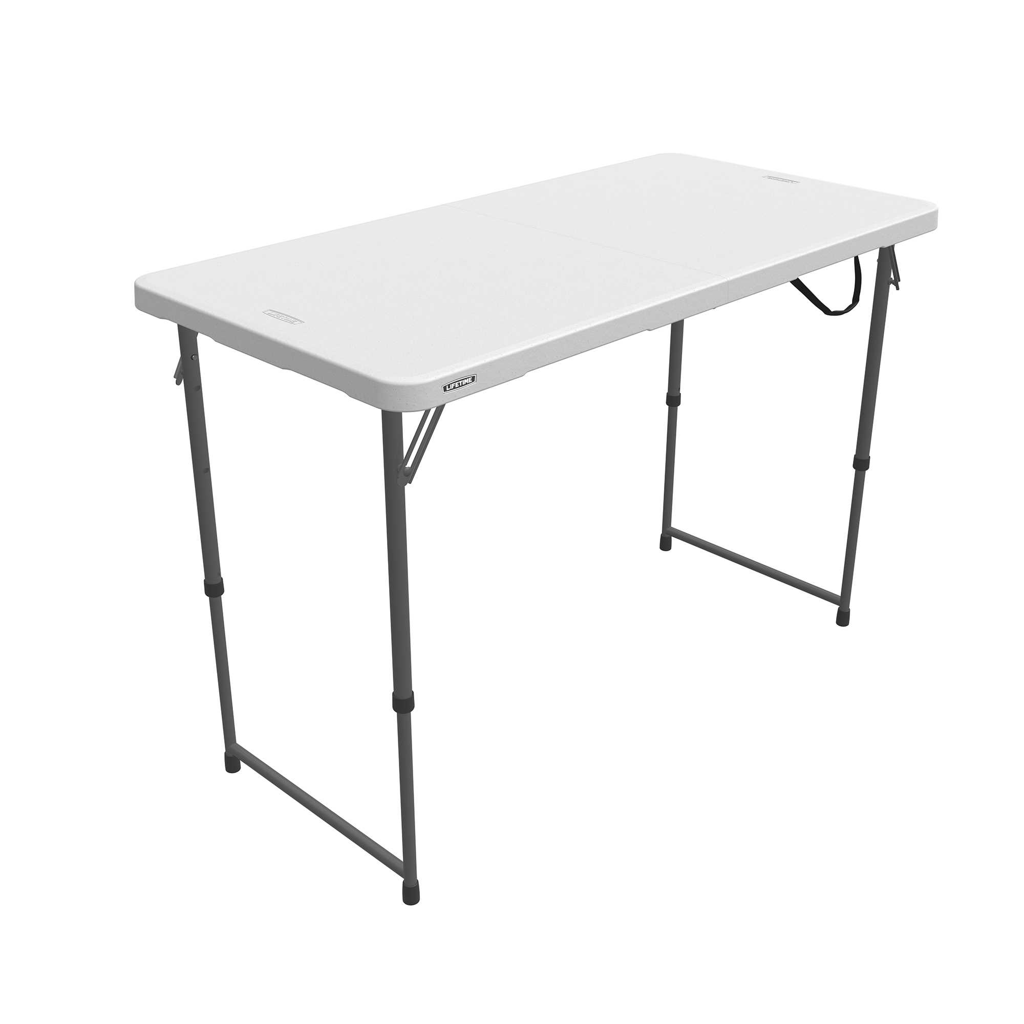Table pliable en 2 (valise) ajustable rectangulaire (blanc) 122cm / 4 personnes