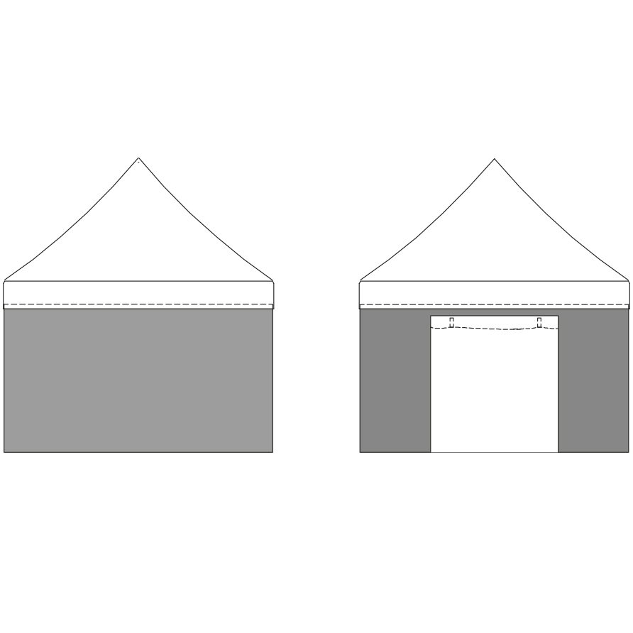 Kit 4 Parois Murs latraux pour tente 4x4m / 1 cot Porte + 3 pleins / BLANC