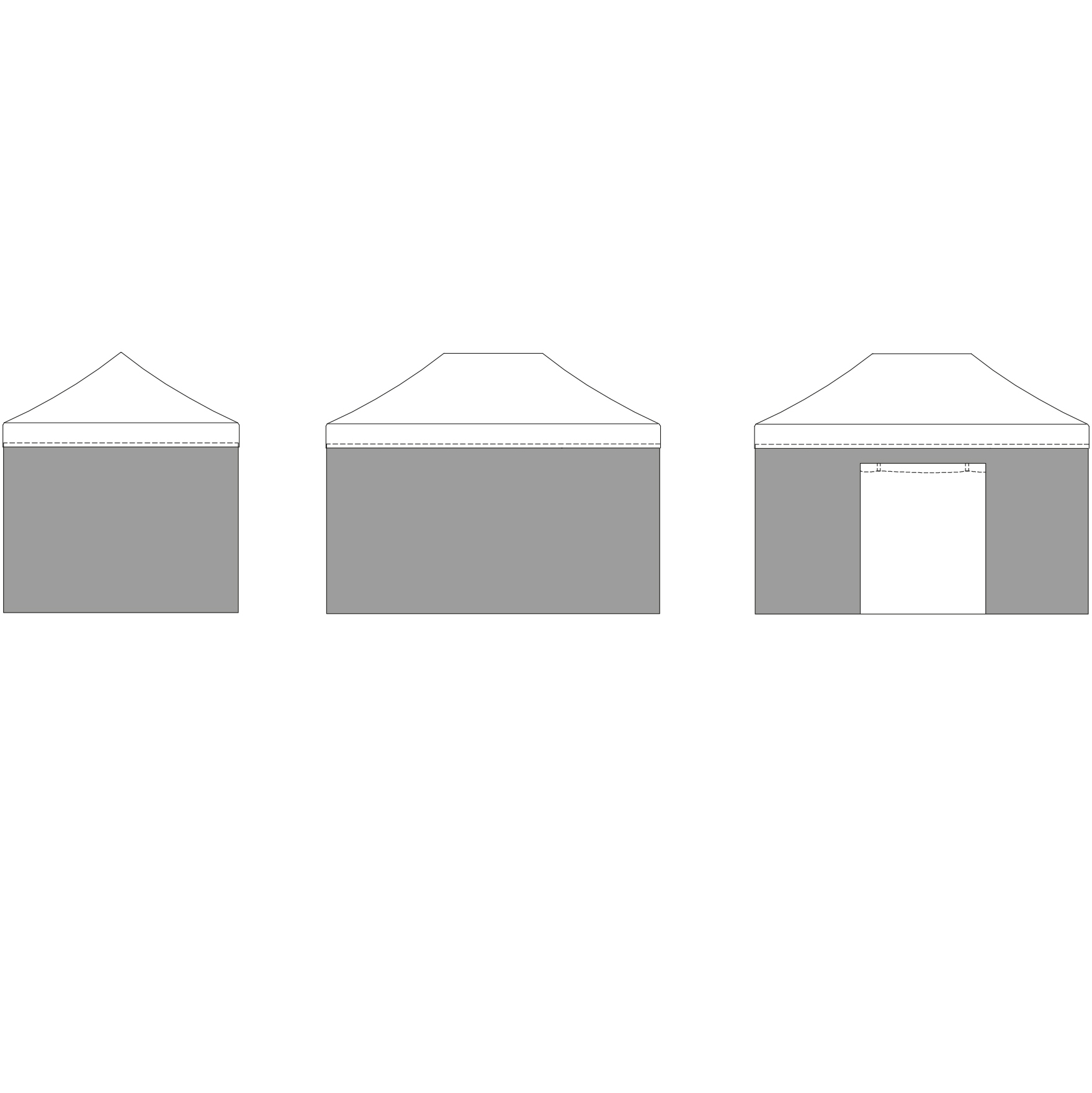 Kit 4 Parois Murs latraux pour tente 3x4,5m / 1 cot Porte + 3 pleins / BLANC