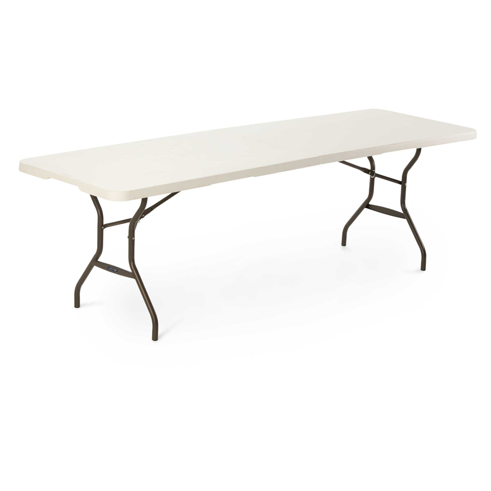 Table pliable en 2 (valise) rectangulaire 244cm (blanc) / 10 personnes