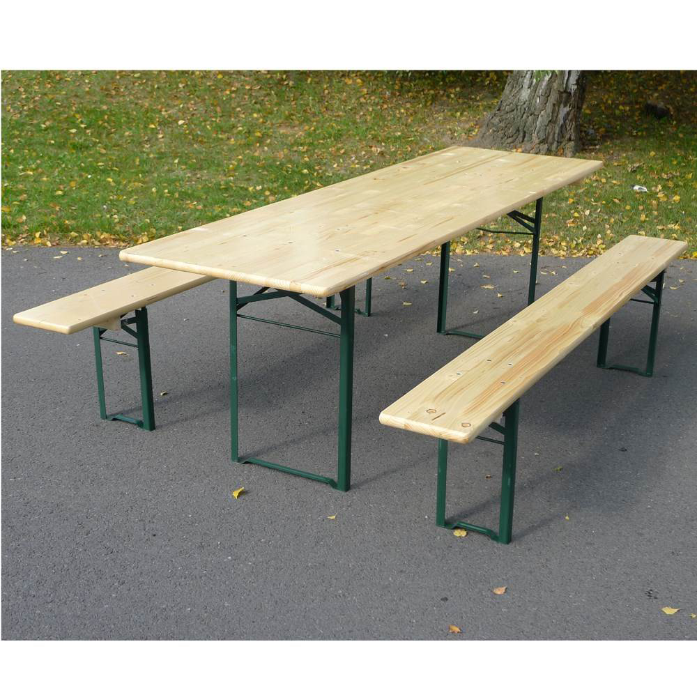 Table Banquet pliable avec bancs en bois et métal, set brasseurs