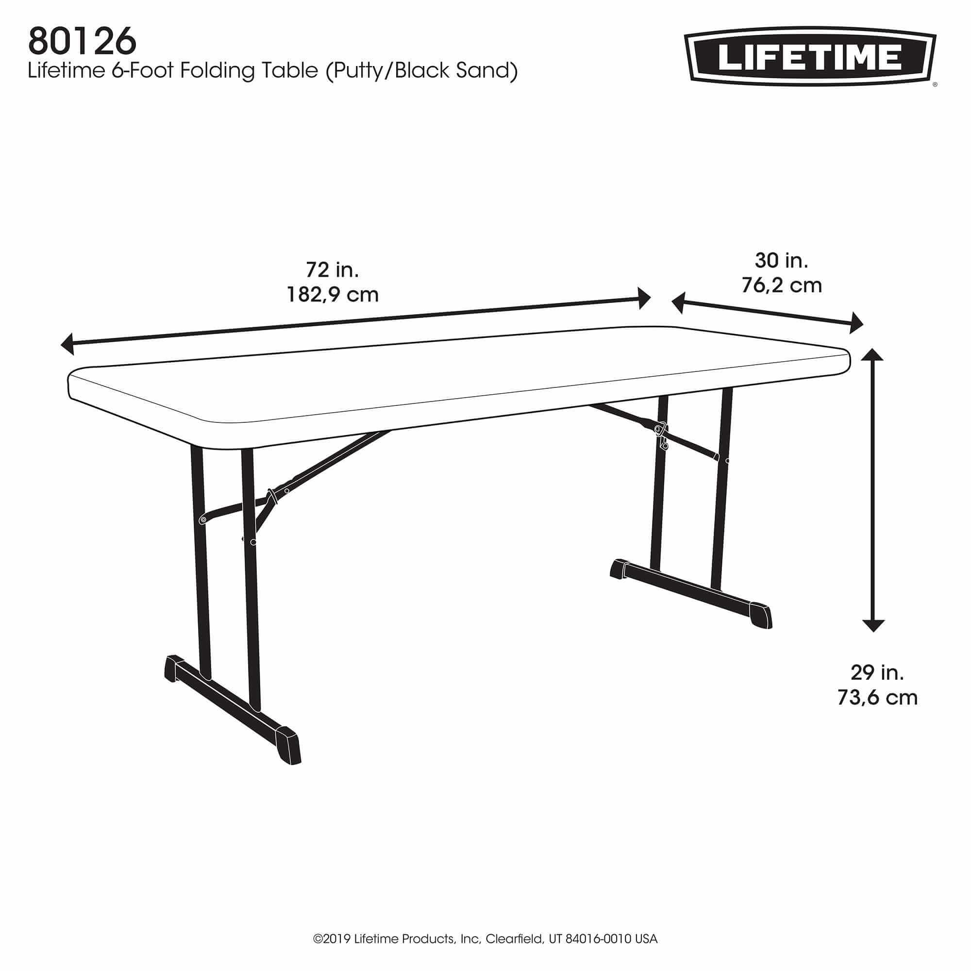 6 Foot Folding Table Dimensions