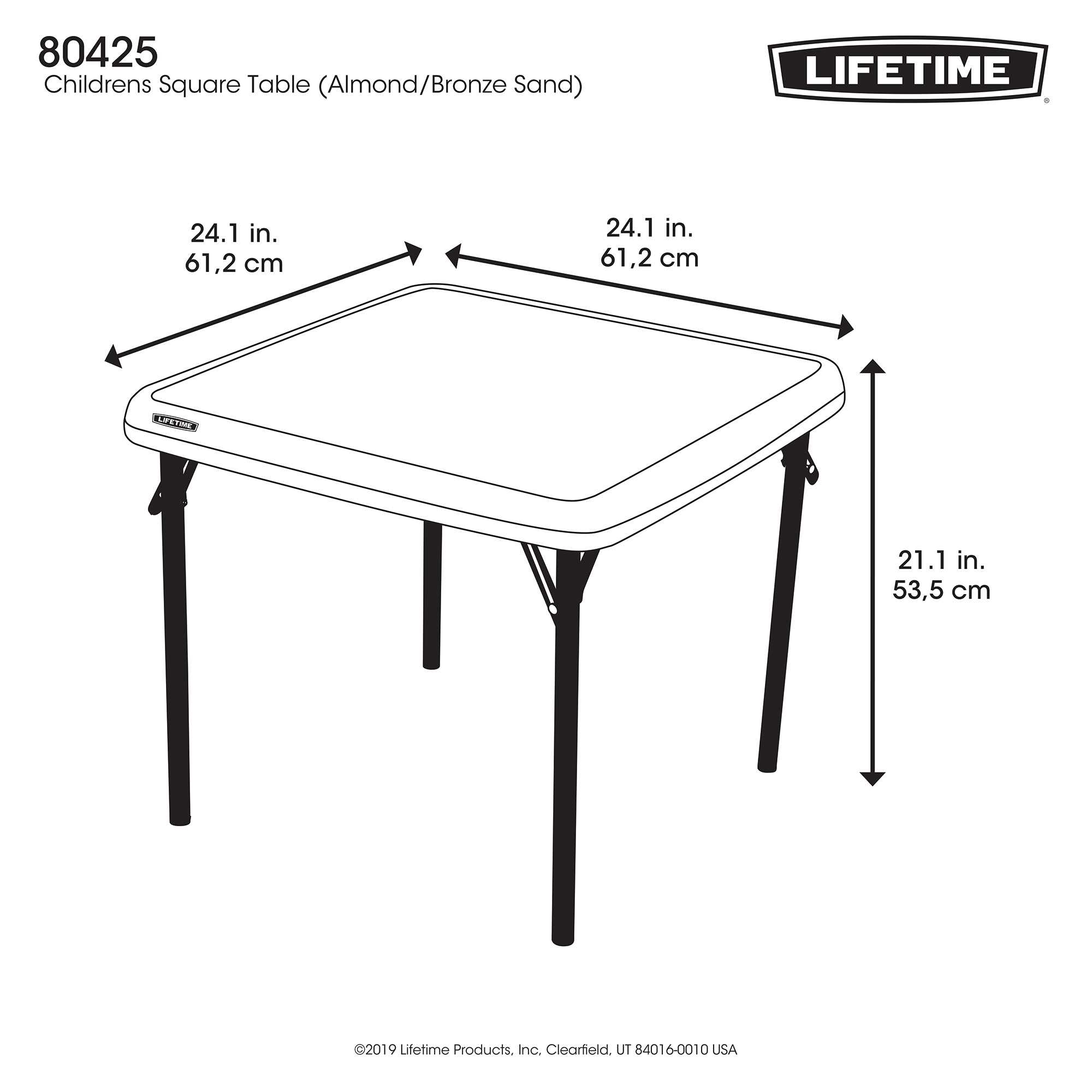 Table pliante carrée enfant 61x61 cm - par 2 - RETIF