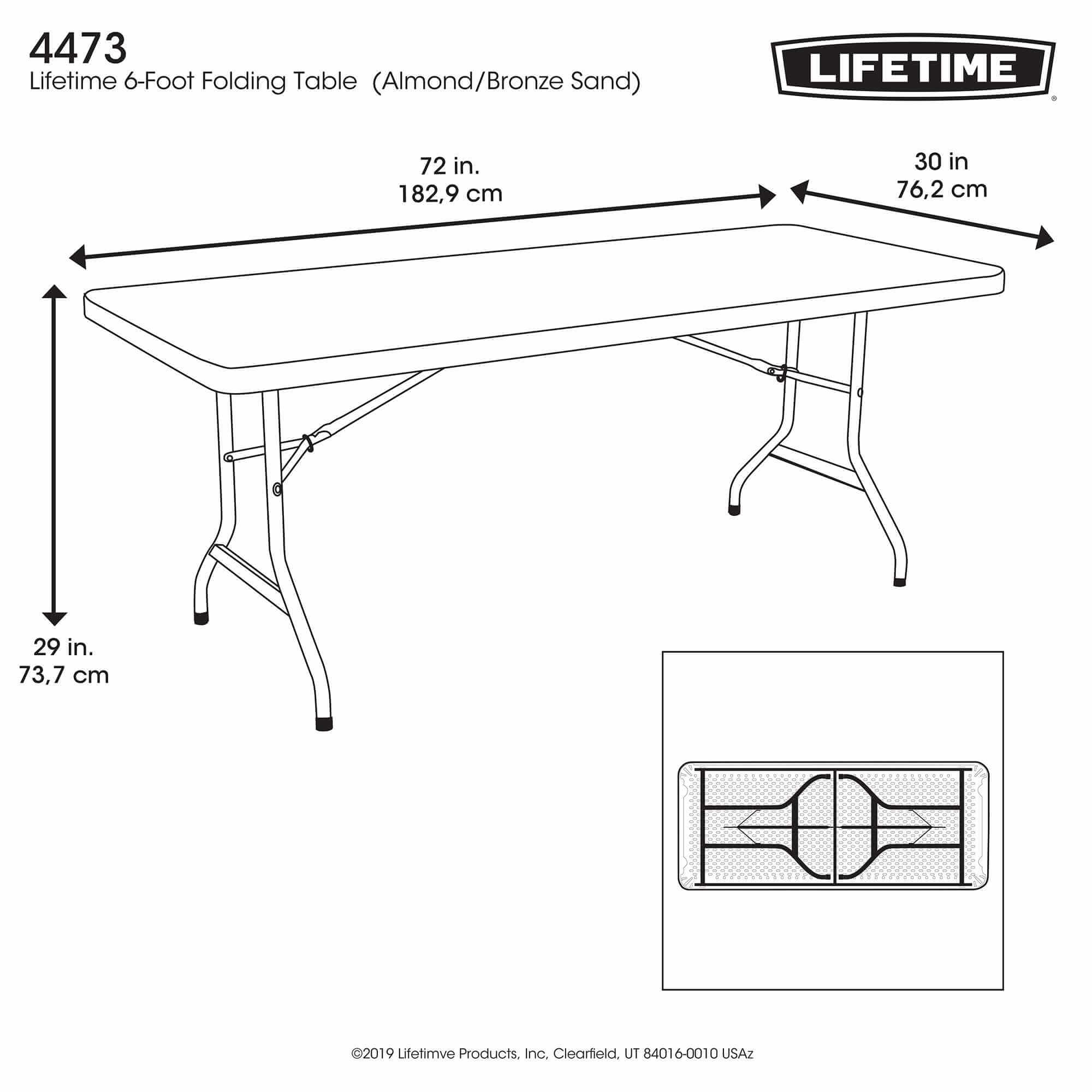 Table pliante rectangulaire 183cm (beige) / 8 personnes