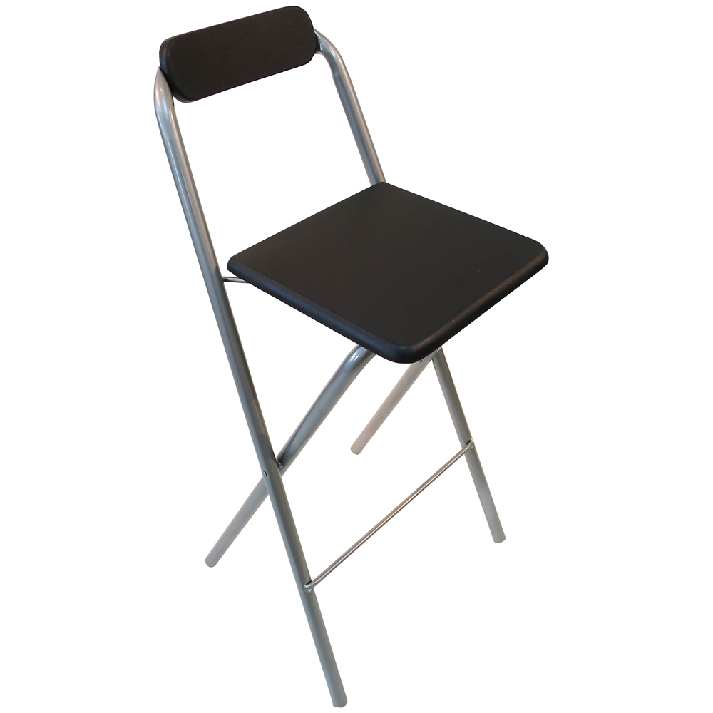 Tabouret Haut Pliant Noir - Chaise pliante et empilable - Banc et tabouret