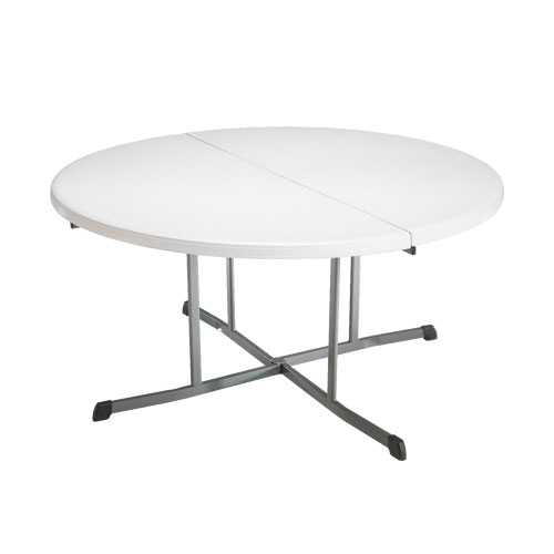 Table pliable en 2 (valise) ronde dia 152cm (blanc) / 8 personnes