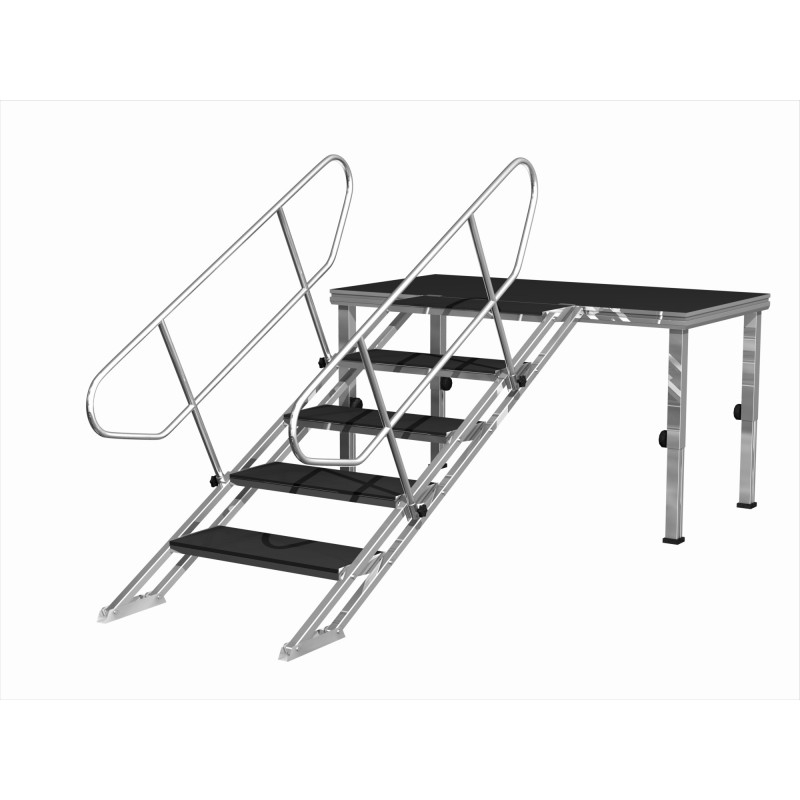 Escalier ajustable 5 marches pour Podium Deck / hauteur 80-140cm