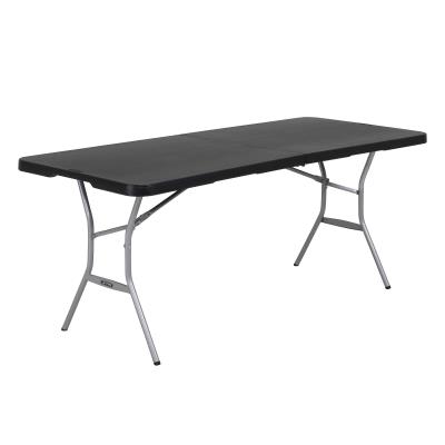 Table pliable en 2 (valise) rectangulaire 183cm (noir) / 8 personnes
