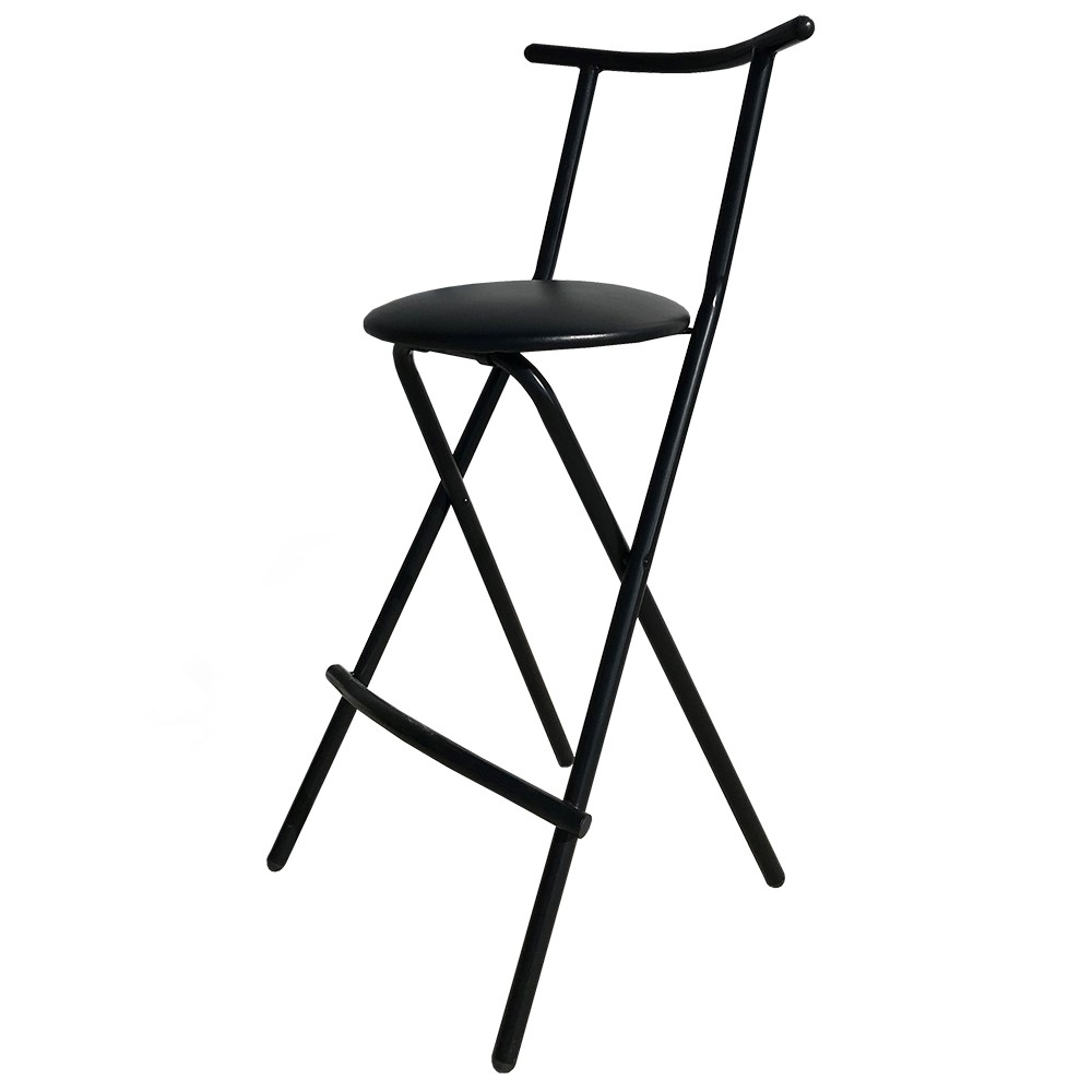 Tabouret Haut Pliant Noir - Chaise pliante et empilable - Banc et tabouret