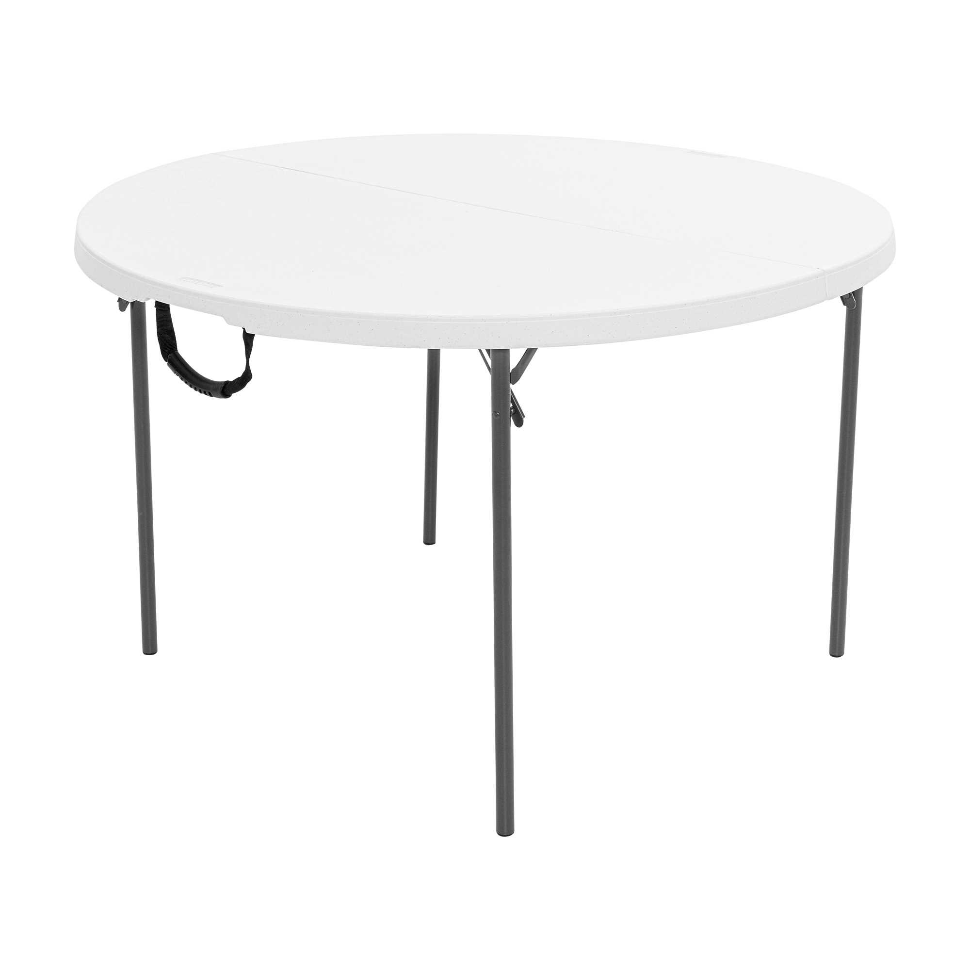 Table pliable en 2 (valise) ronde dia 122cm (blanc) / 4-6 personnes