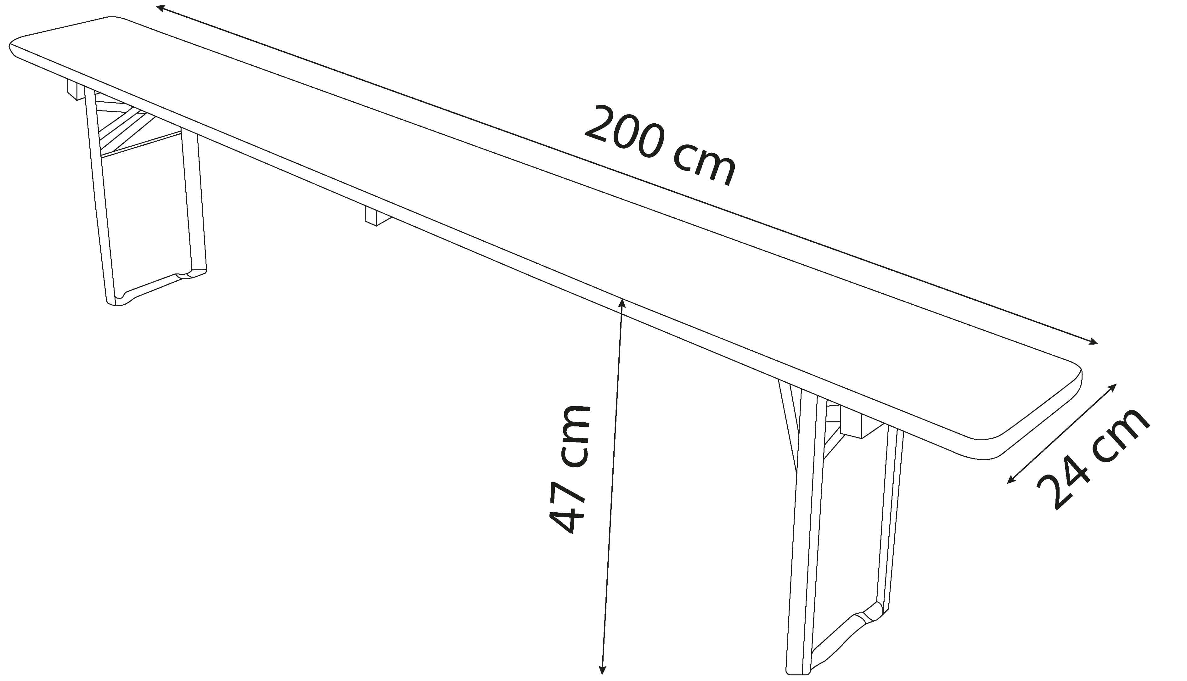 Banc pliant en bois et acier de 4/5 places - DOUBLET