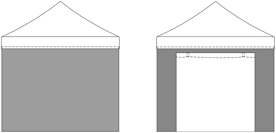 Kit 4 Parois Murs latéraux pour tente 3x3m / 1 coté Porte + 3 pleins / BLANC