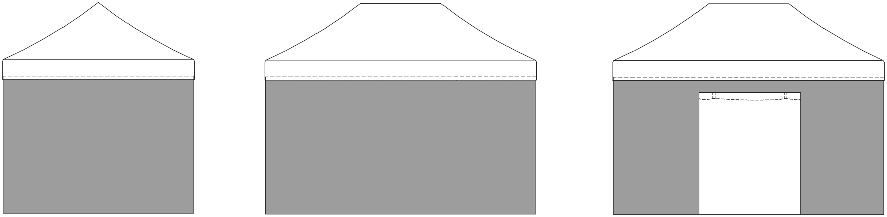 Kit 4 Parois Murs latéraux pour tente 3x4,5m / 1 coté Porte + 3 pleins / BLANC