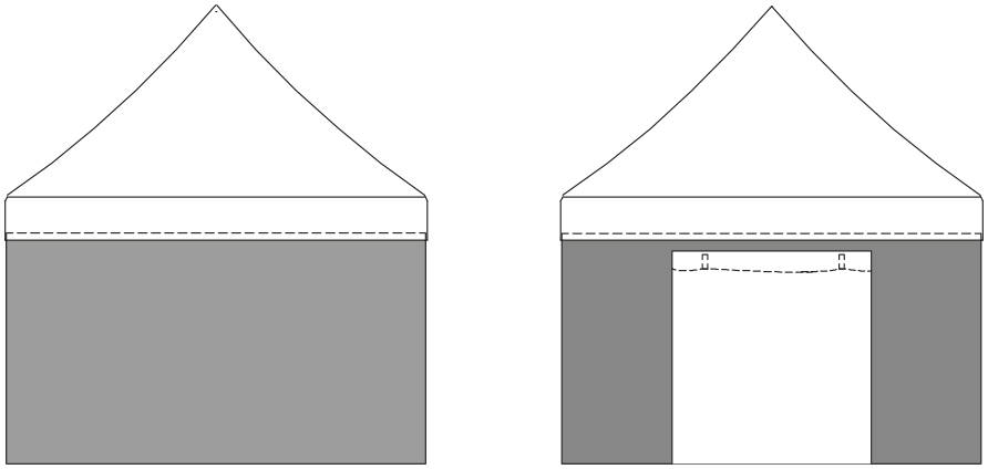 Kit 4 Parois Murs latéraux pour tente 4x4m / 1 coté Porte + 3 pleins / BLANC