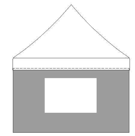 Paroi de cot 4m - Mur latral Fentre RECTANGLE pour tente pliante / 520gr PVC F/R M2 / BLANC