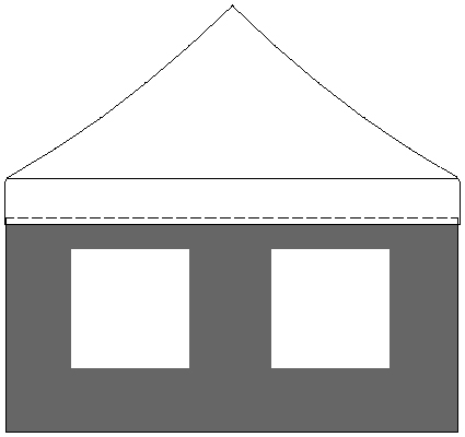 Paroi de coté 5m - Mur latéral Fenêtre RECTANGLE pour tente pliante / 520gr PVC