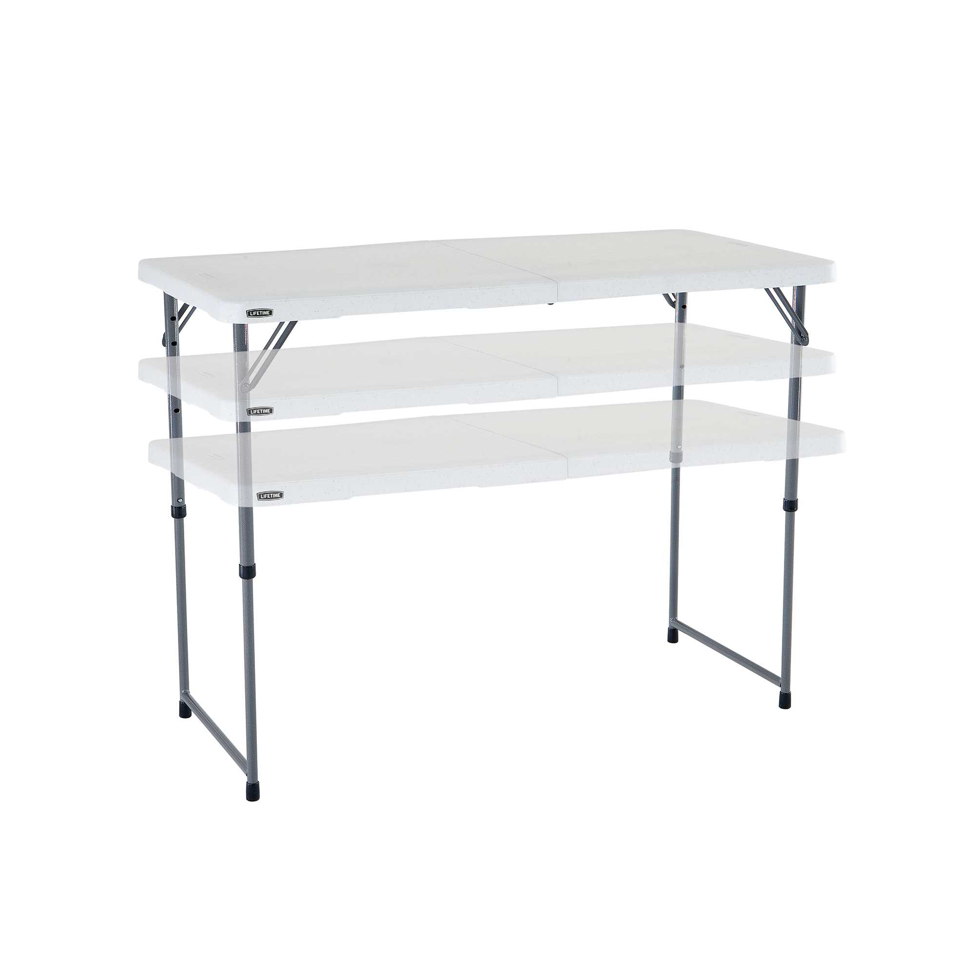 Table pliable en 2 (valise) ajustable rectangulaire (blanc) 122cm / 4 personnes