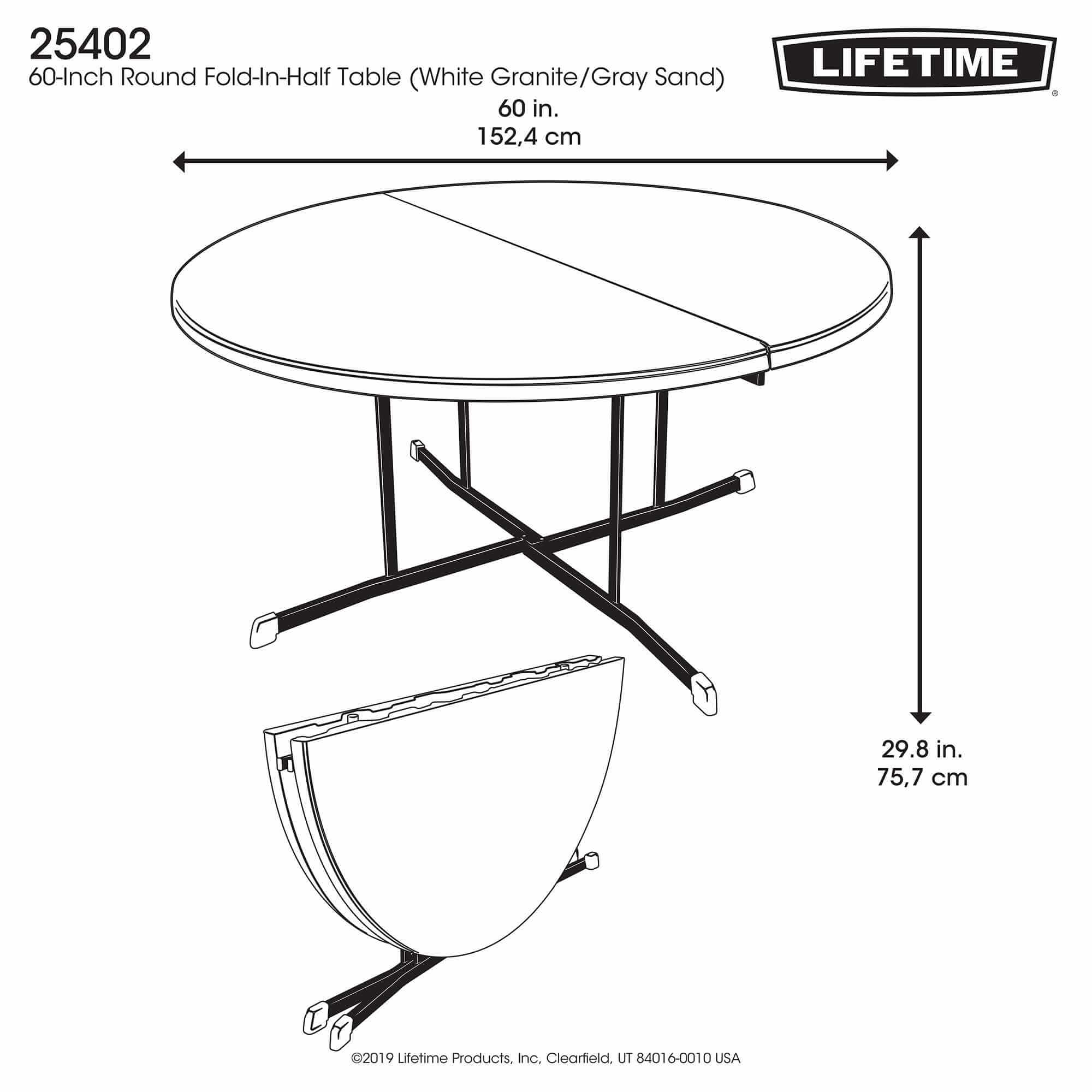 Table pliable en 2 ronde dia 152cm / 8 personnes