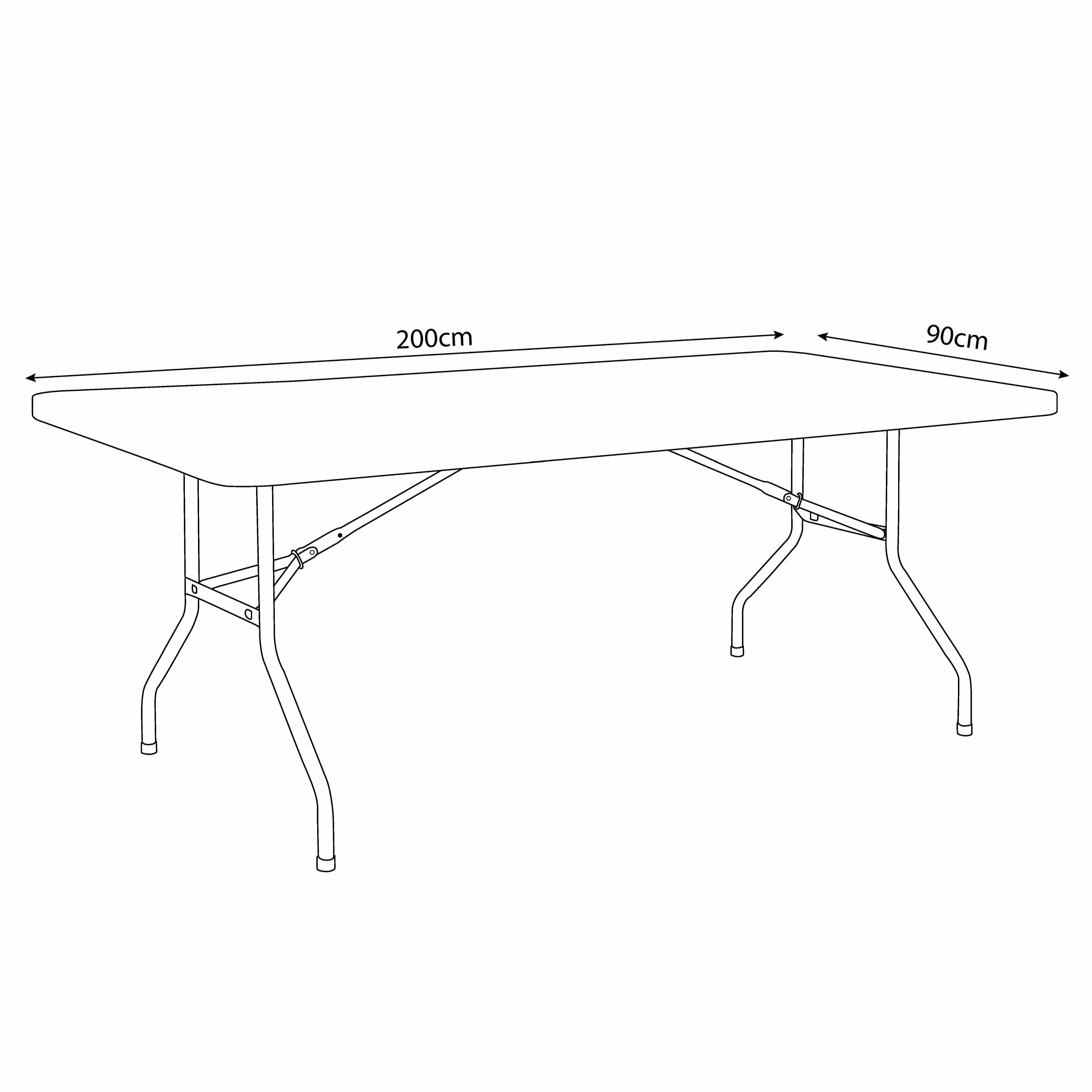 Table pliante rectangulaire 200x90cm / 8-10 personnes