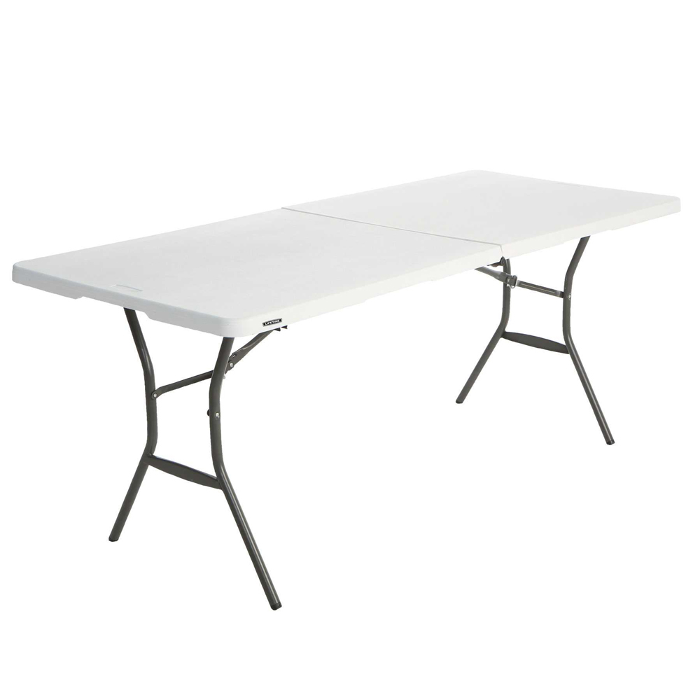 Table pliable en 2 (valise) rectangulaire 183cm (blanc) / 8 personnes