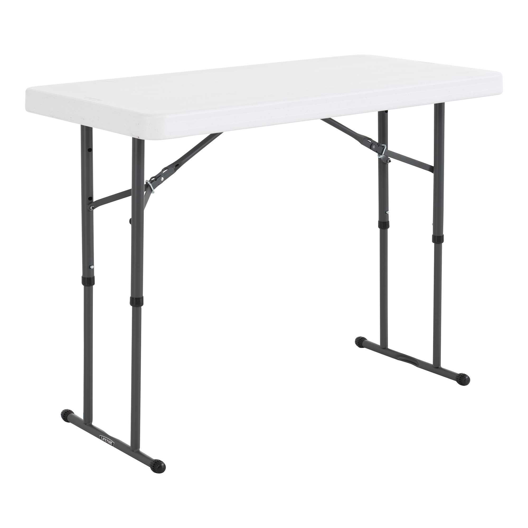 Table pliante rectangulaire ajustable (blanche) 122cm / 4 personnes