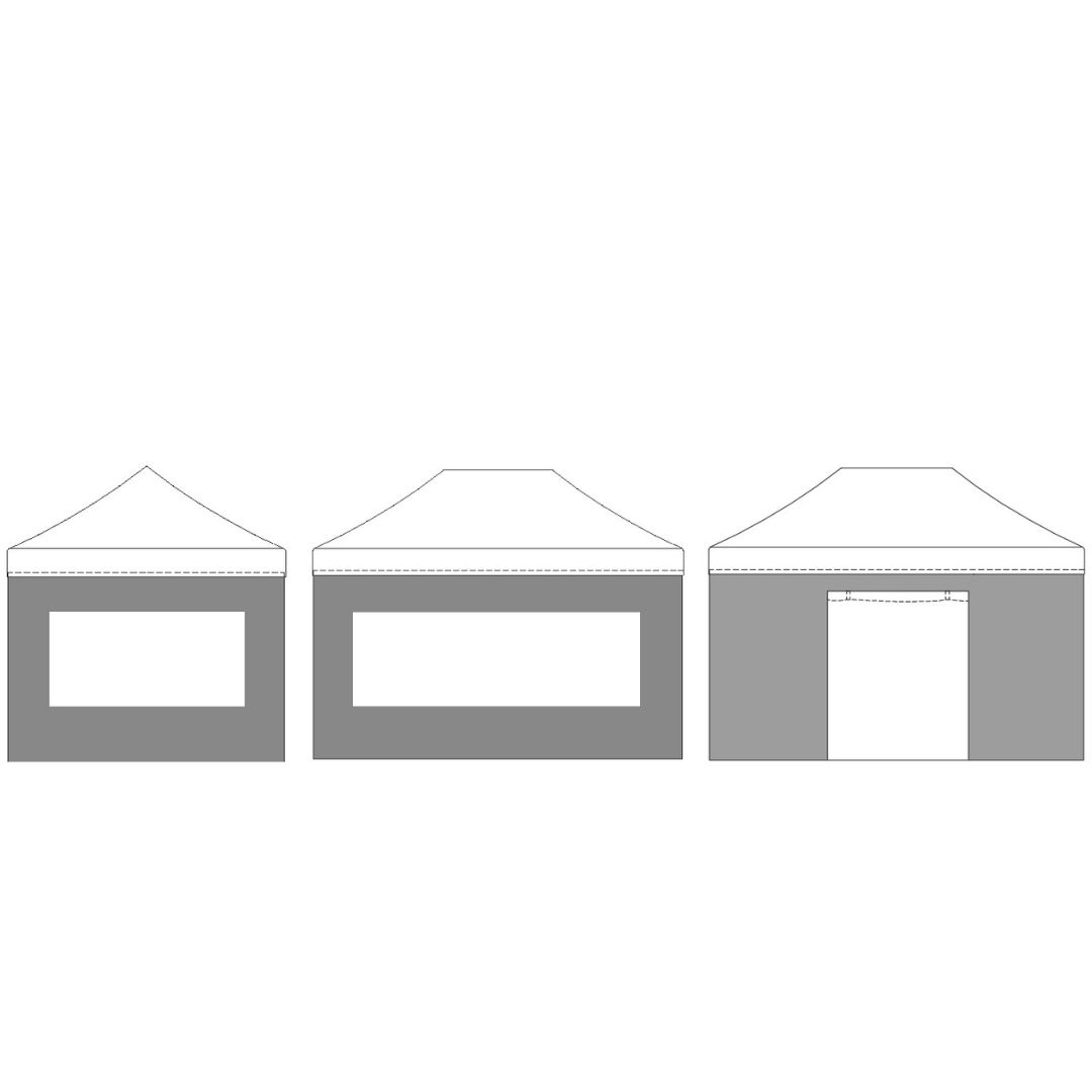 Kit 4 Parois Murs latéraux pour tente 3x4,5m / 3 cotés fenêtres rectangles + 1 porte / BLANC