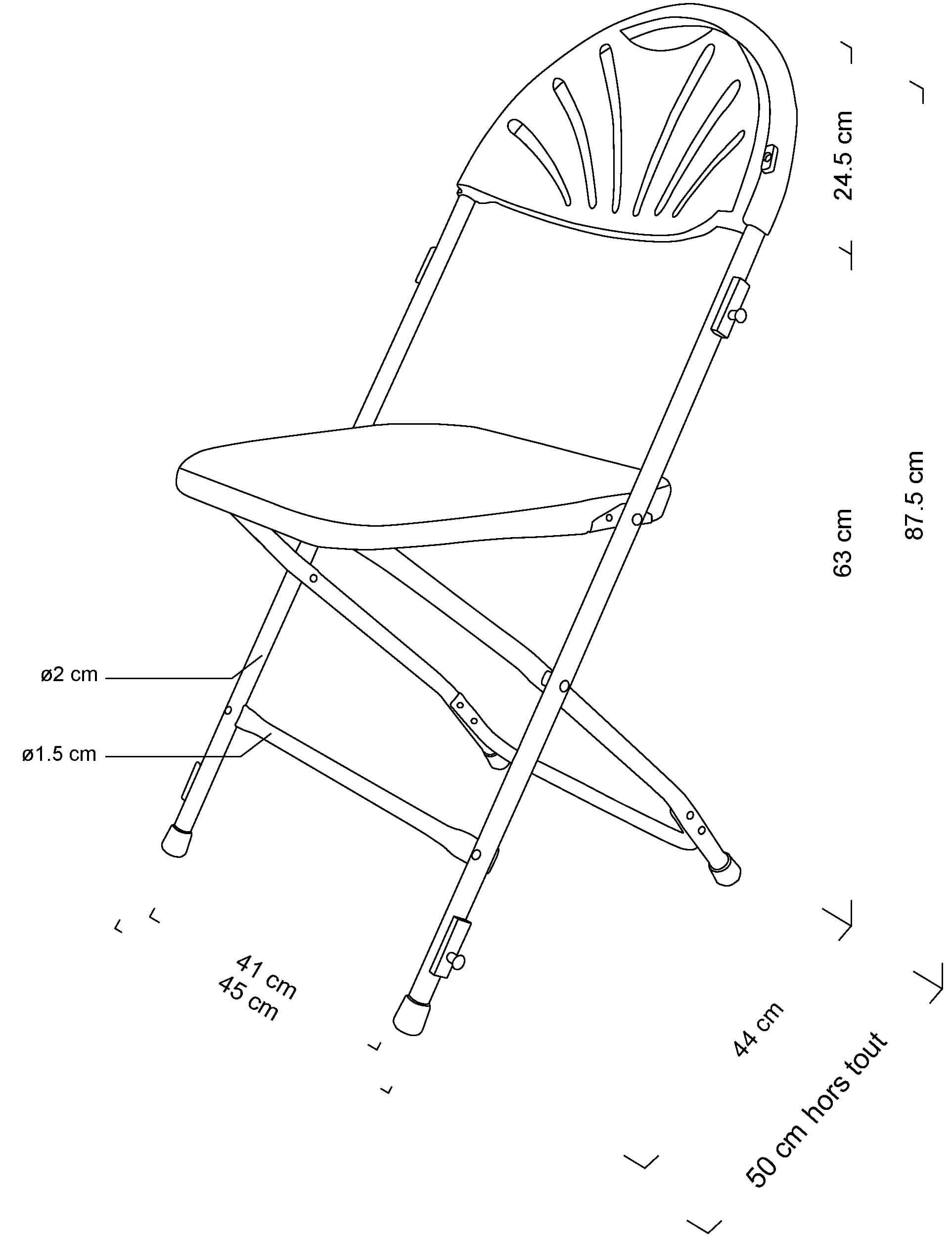 Chaise pliante Jet gris M2 - Chaise pliante et empilable - Chaise