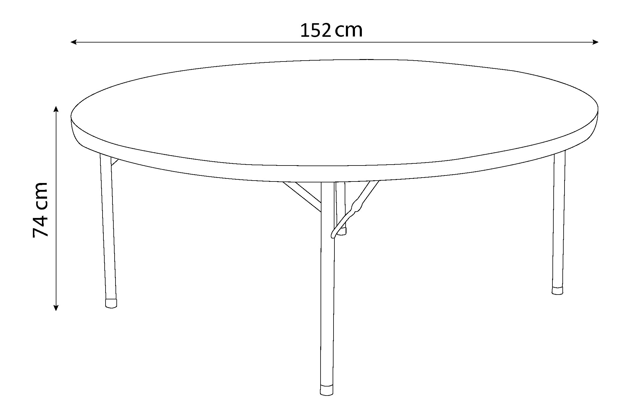 Table pliante ronde Dia 152cm / 8 personnes