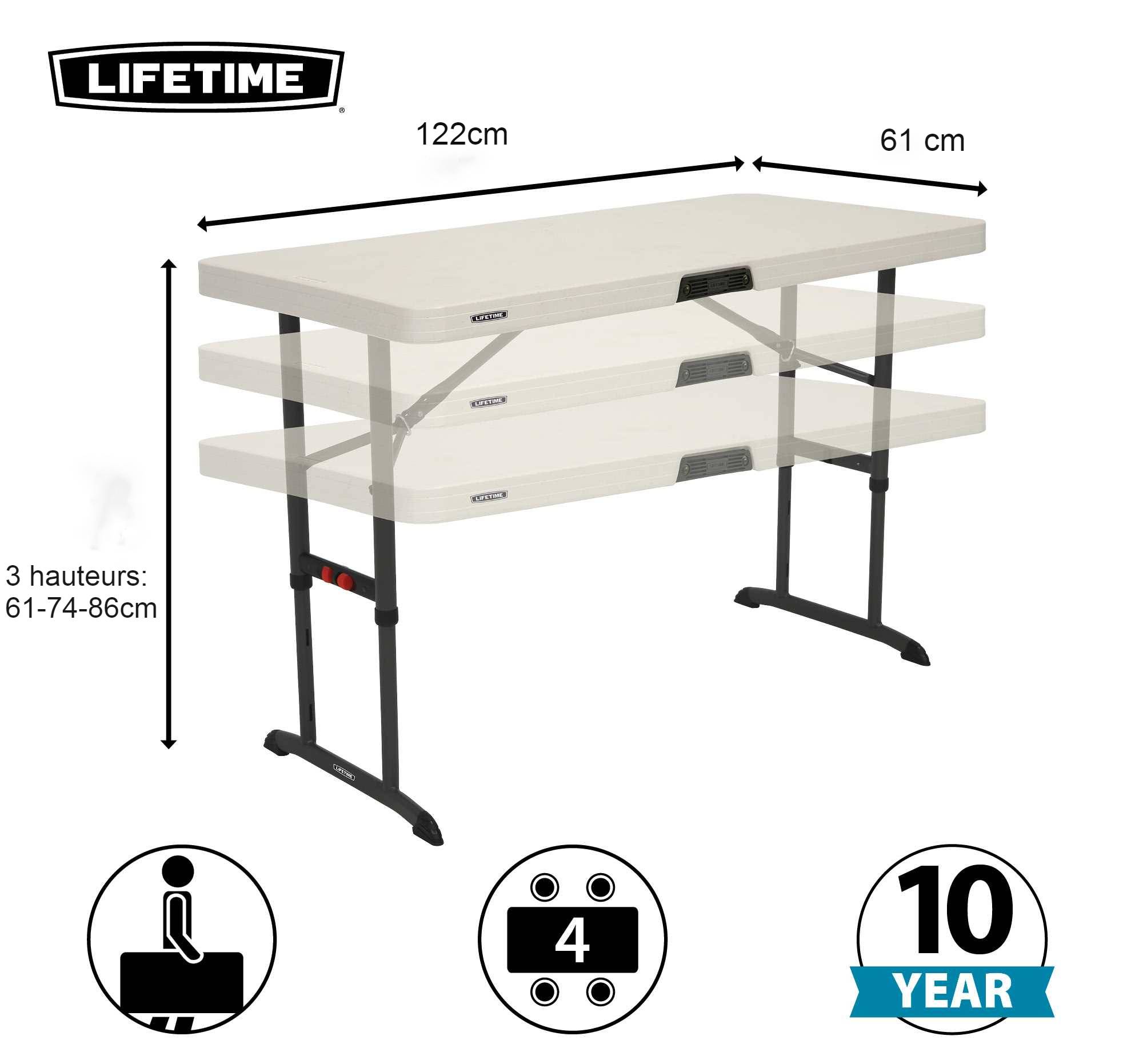 Table d'appoint pliante ajustable en hauteur. - RETIF