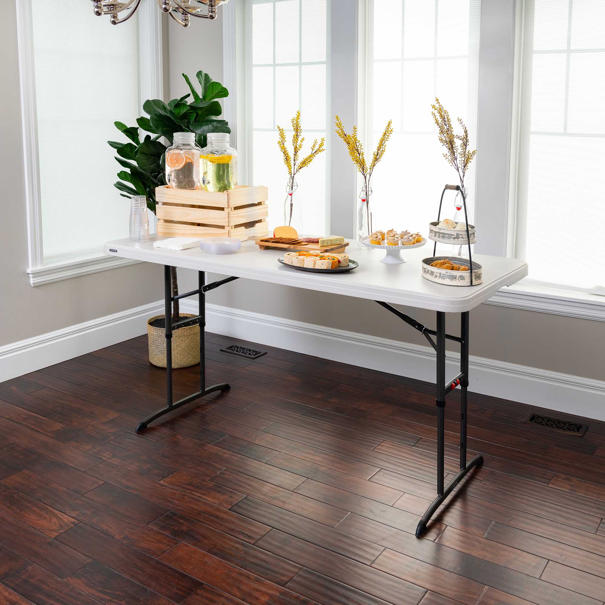 Table pliante cuisine à manger hauteur réglable pour 4 personnes