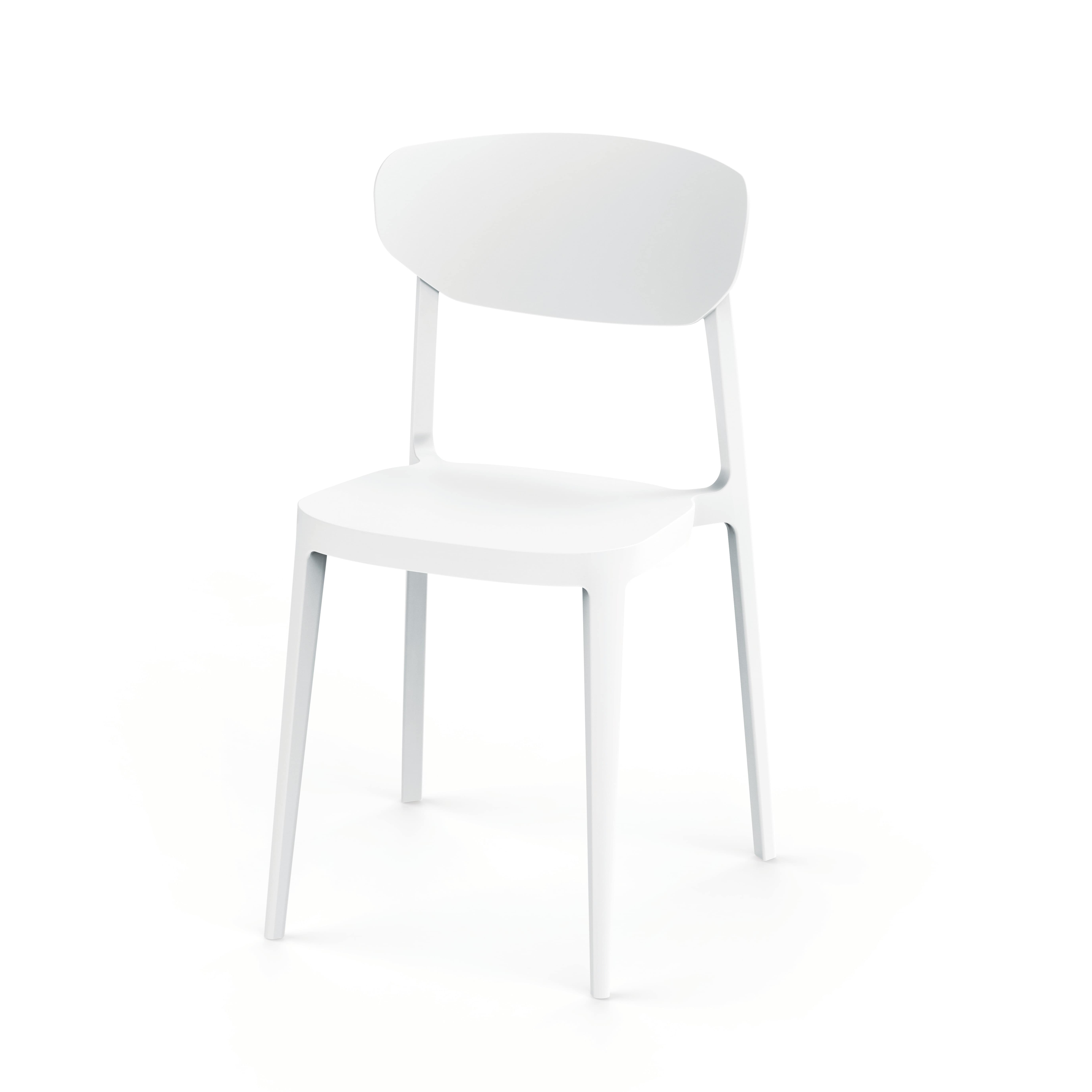 Chaise empilable blanche en plastique, chaise en résine blanche