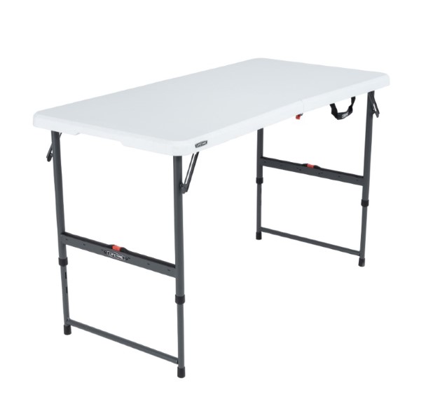 Table pliable en 2 (valise) ajustable rectangulaire (blanc) 122cm / 4 personnes